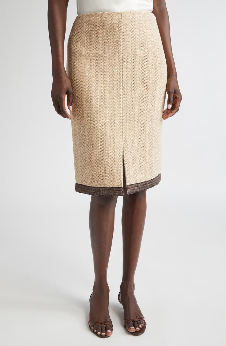ST. JOHN Basket Texture Knit Skirt, Main, color, Flax