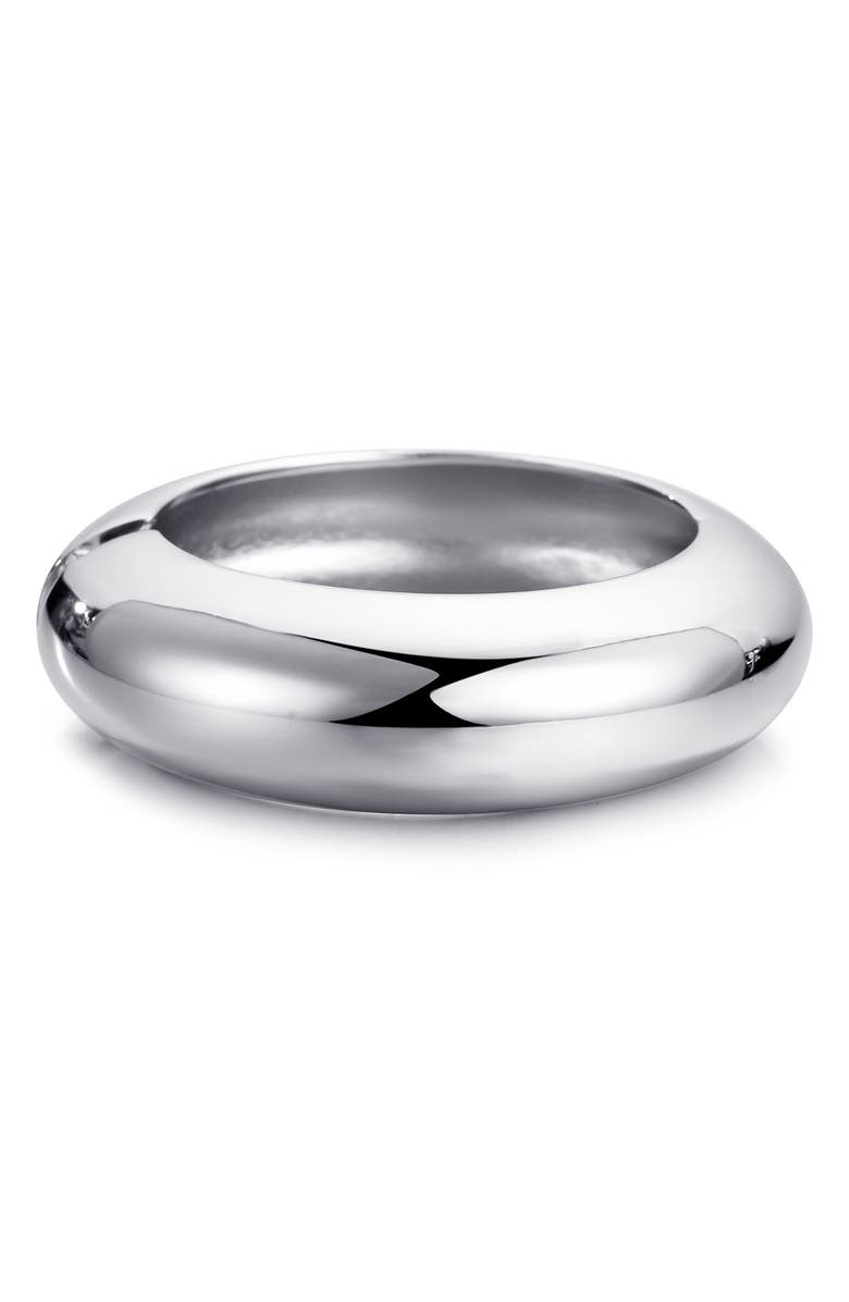 Adornia Chunky Domed Hinged Bangle Bracelet, Main, color, Silver