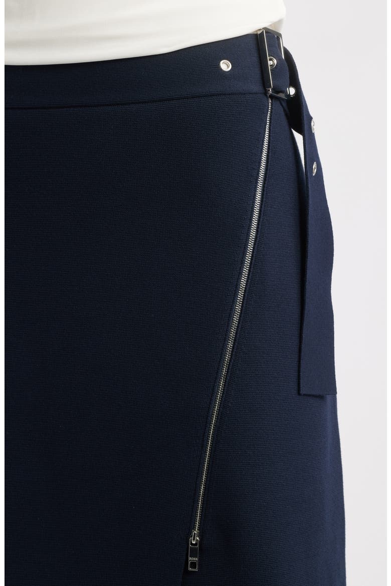 Feliora Faux Wrap Skirt, Alternate, color, DK BU