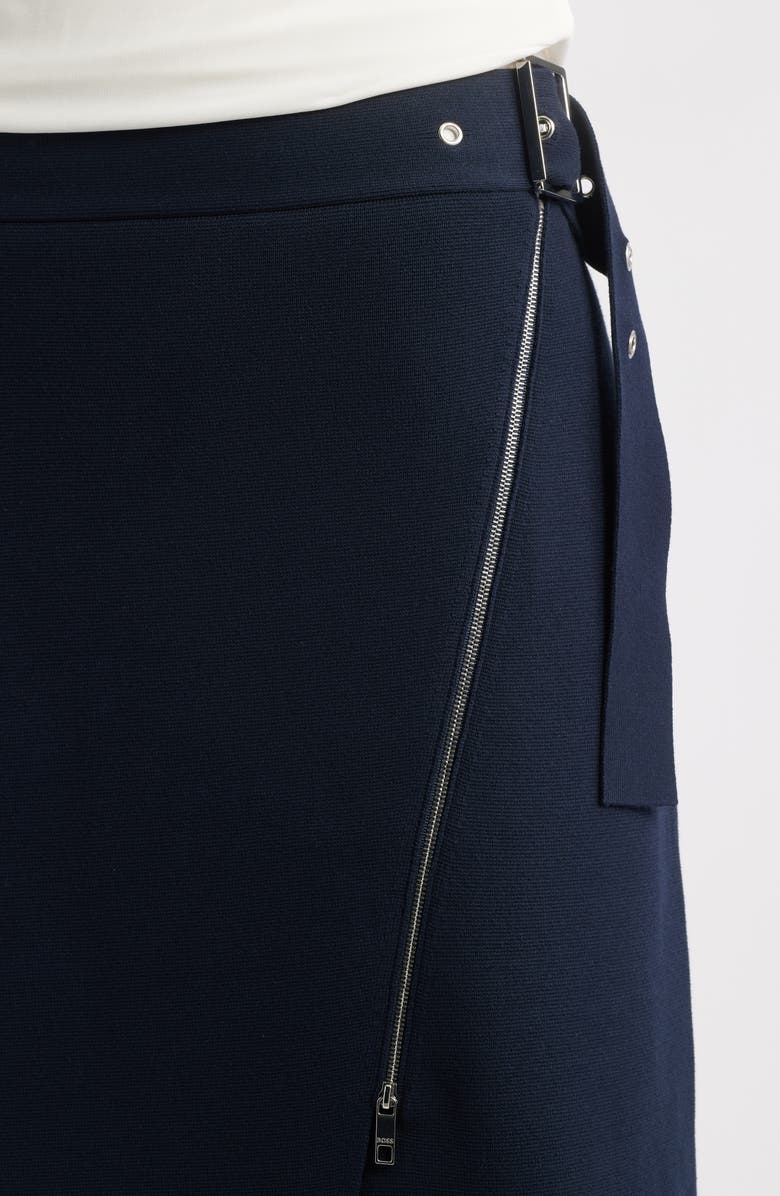 BOSS Feliora Faux Wrap Skirt, Alternate, color, Dark Blue