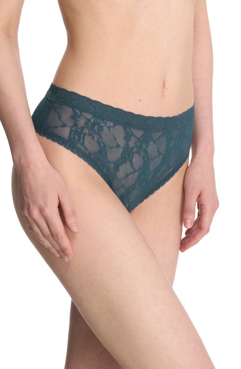 Natori Bliss Allure Lace Thong, Alternate, color, Crystal Teal
