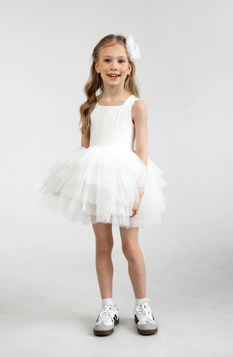 Mini Celebrities Lily Sleeveless Fluffy Tutu Dress, Alternate, color, White Lily