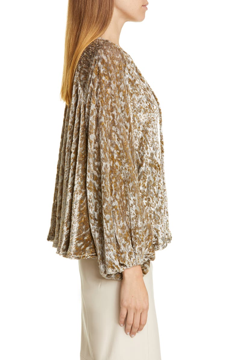 CO Embroidered Velvet Balloon Sleeve Top, Alternate, color, 