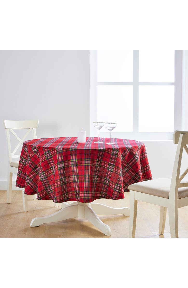 Solino Home Linen Round Tablecloth - Classic tartan Plaid, Alternate, color, Red