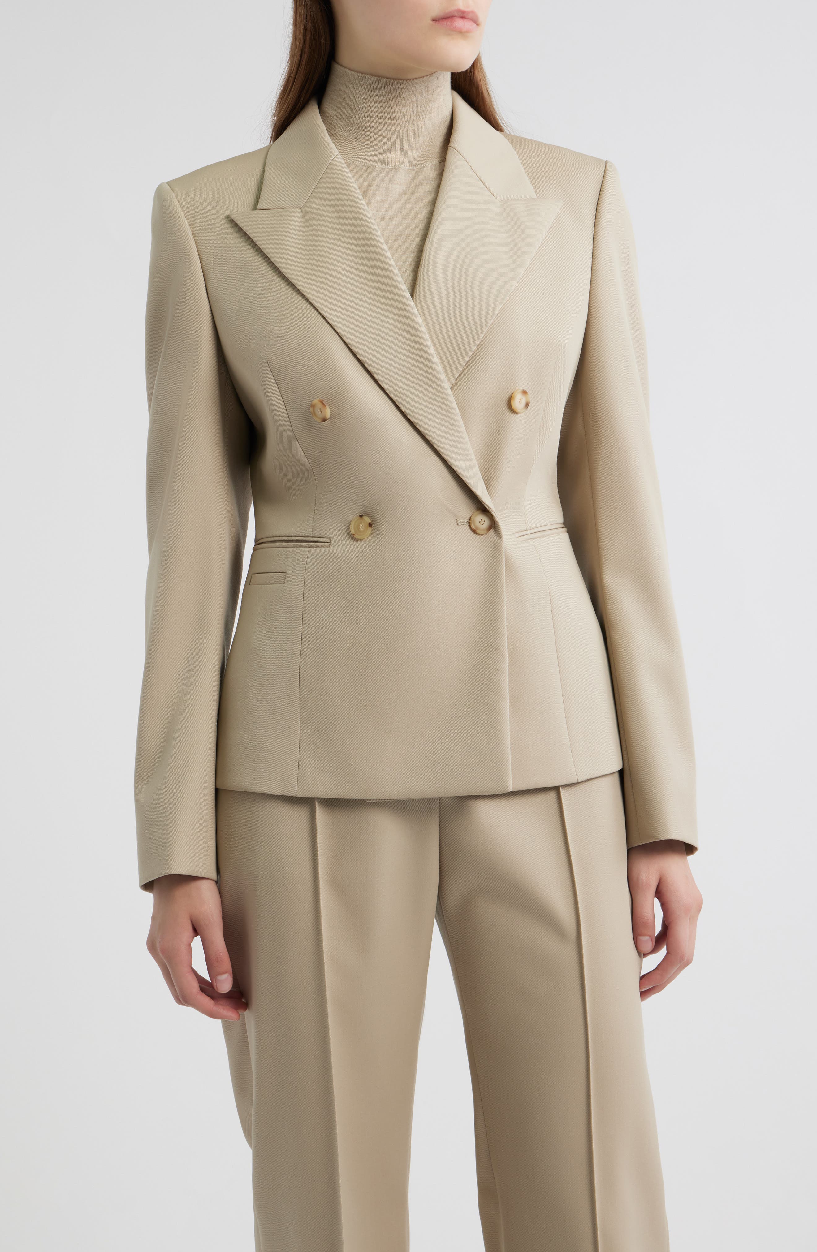 BOSS Jiamia Double Breasted Virgin Wool Blazer