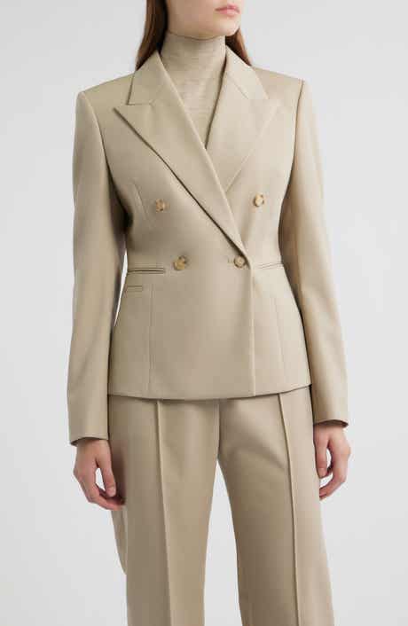 BOSS Jiamia Double Breasted Virgin Wool Blazer