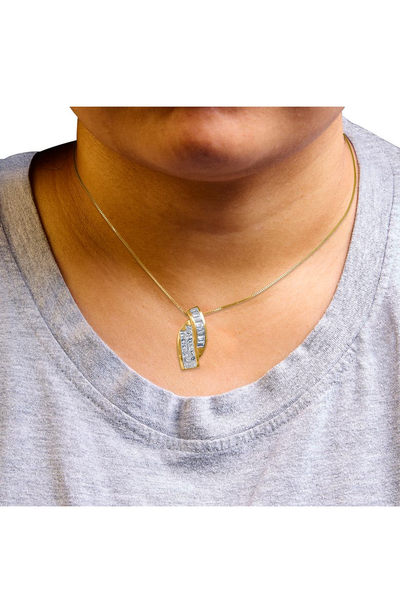 Haus of Brilliance 14k Yellow Gold 1 1/3 Cttw Diamond Double Curved Pendant Necklace - NO CHAIN, Alternate, color, Yellow