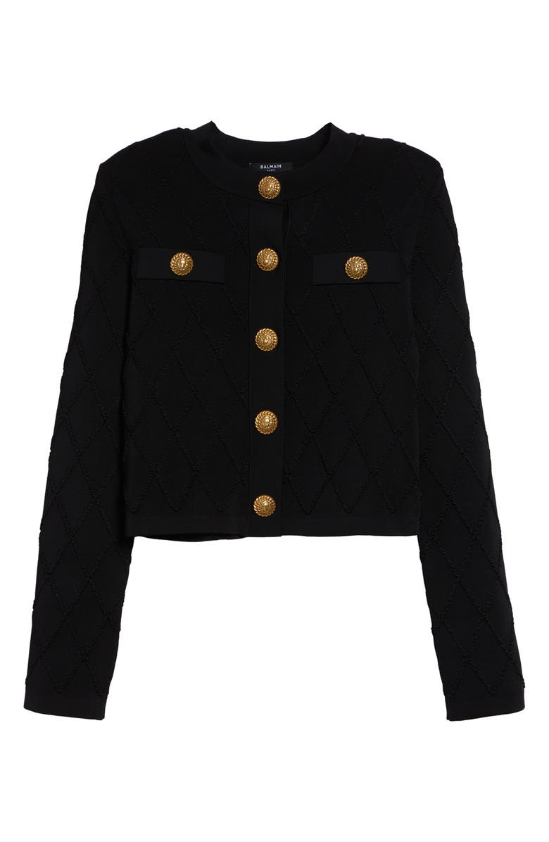 Balmain Milano Stitch Cardigan, Main, color, 0Pa Black