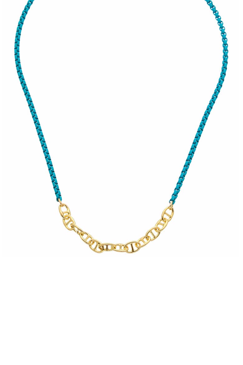 Two Tone Mixed Chain Necklace, Main, color, BLUE/ GOLD