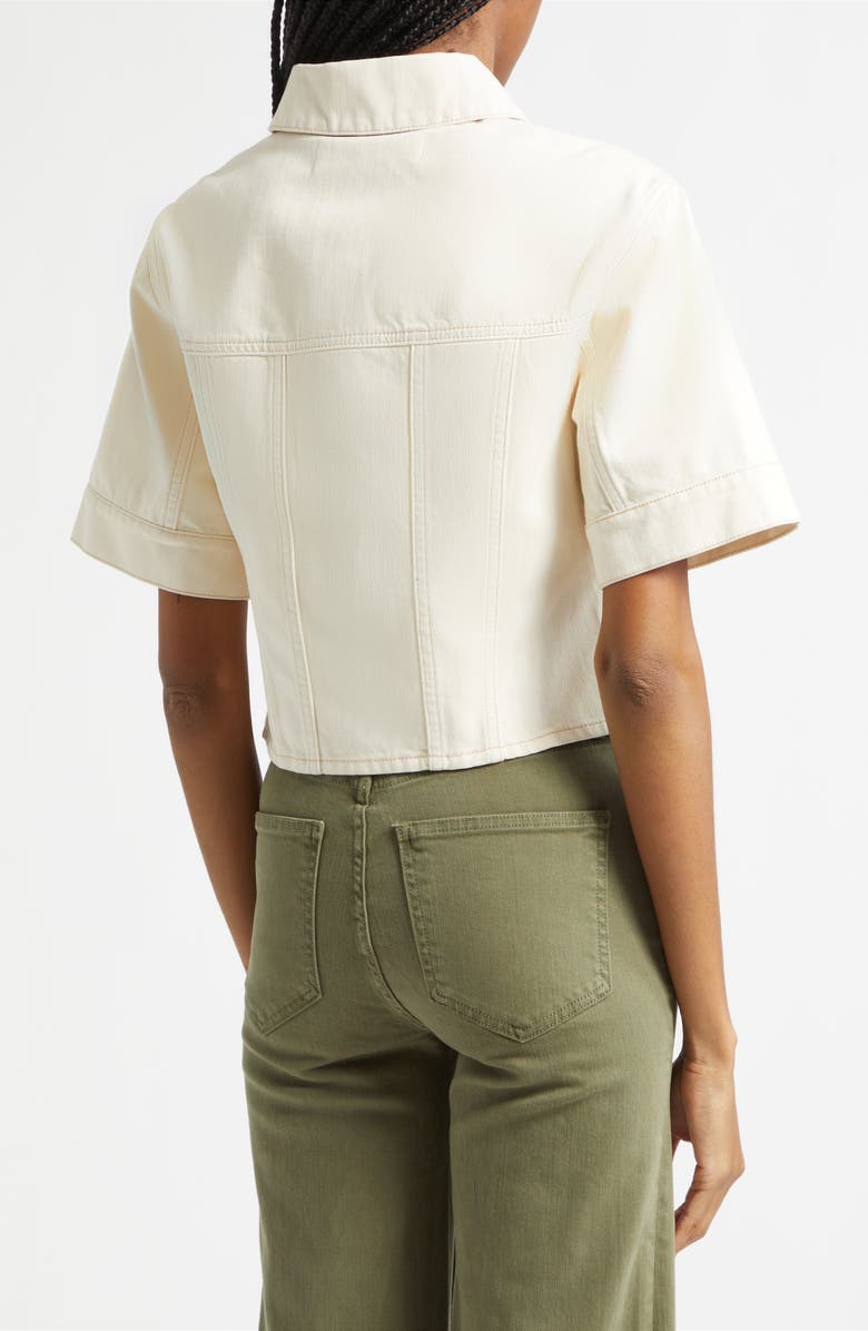 Veronica Beard Malcolm Short Sleeve Denim Jacket, Alternate, color, Ecru