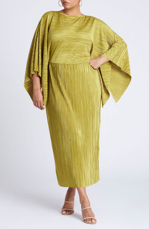 Cape Effect Plisse Dress