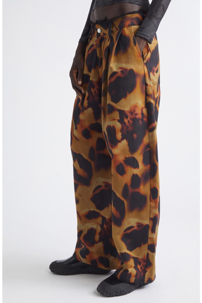 Catchfly Pleated Wide Leg Jeans, Alternate, color, TORTOISE