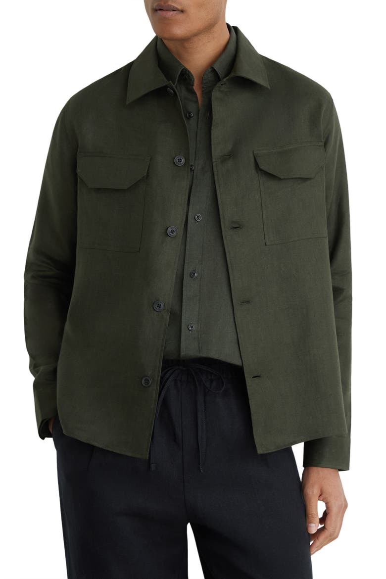 Polasio Linen Overshirt, Main, color, MIDNIGHT GREEN