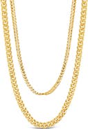 Sterling Forever 14K Gold Plated Everyday Layered Curb Chain Necklace