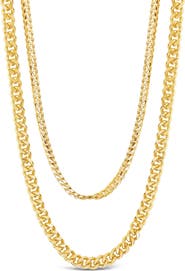 Sterling Forever 14K Gold Plated Everyday Layered Curb Chain Necklace