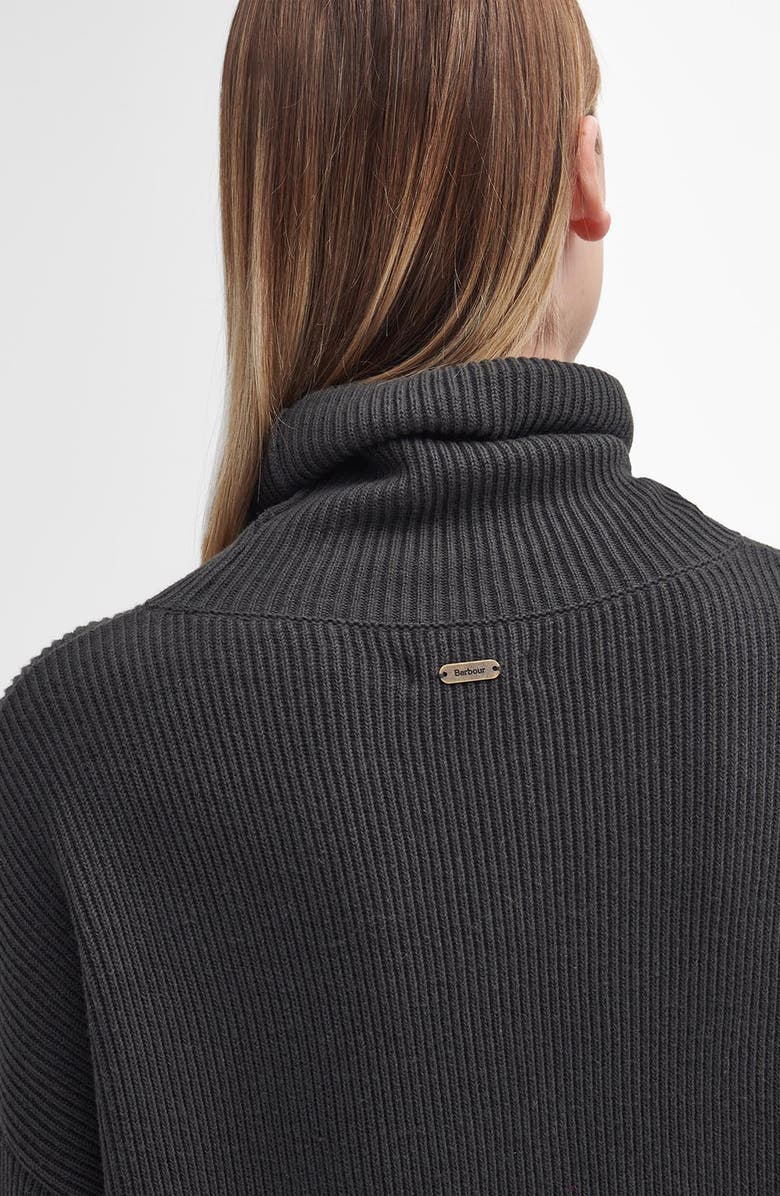 Barbour Long Sleeve Cotton Blend Rib Turtleneck Sweater Dress, Alternate, color, Olive Green