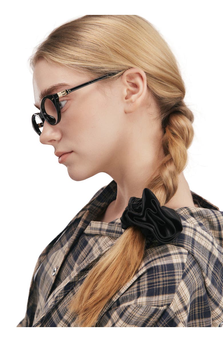 OLAH La Frida Rosa Silk Scrunchie, Alternate, color, Black
