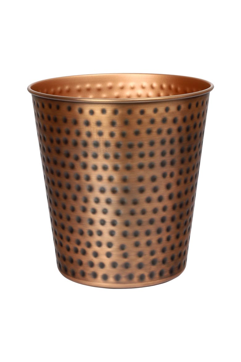 Axel Modern Minimalist Hammered Steel 2-Gallon Wastebasket, Main, color, Antique Copper
