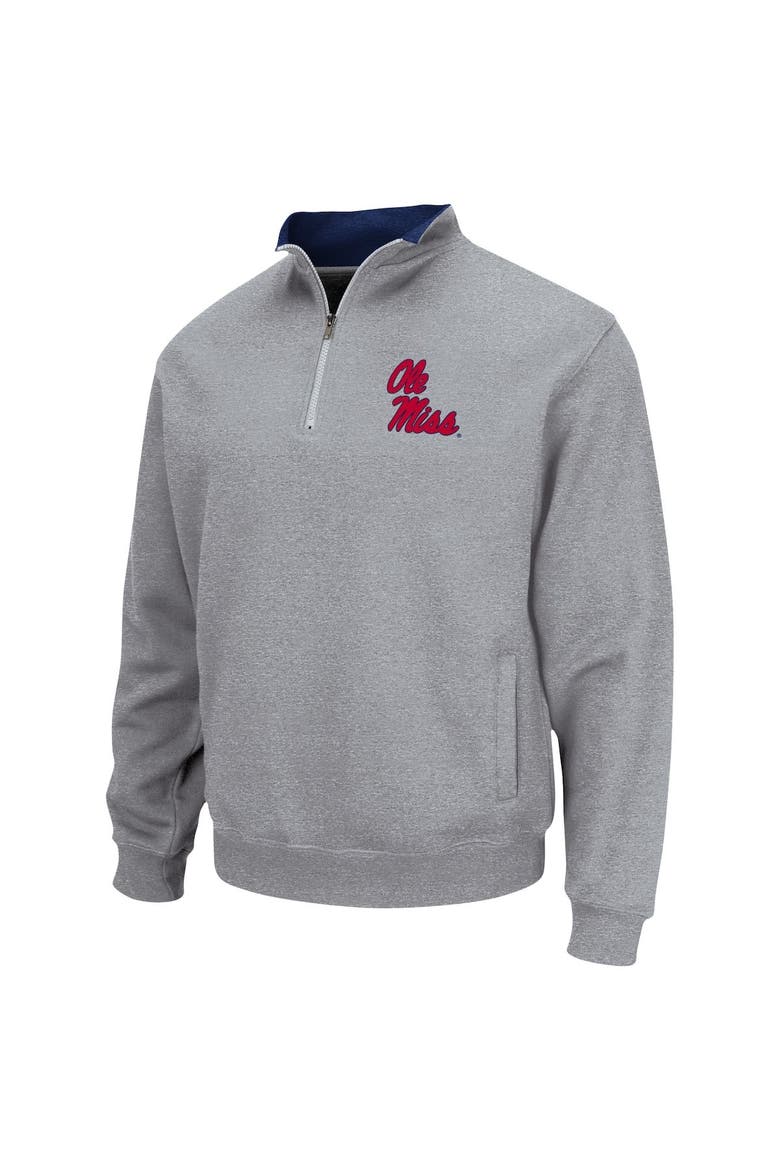 Men's Colosseum Heathered Gray Ole Miss Rebels Tortugas Team Logo Quarter-Zip Jacket, Alternate, color, Heather Gray