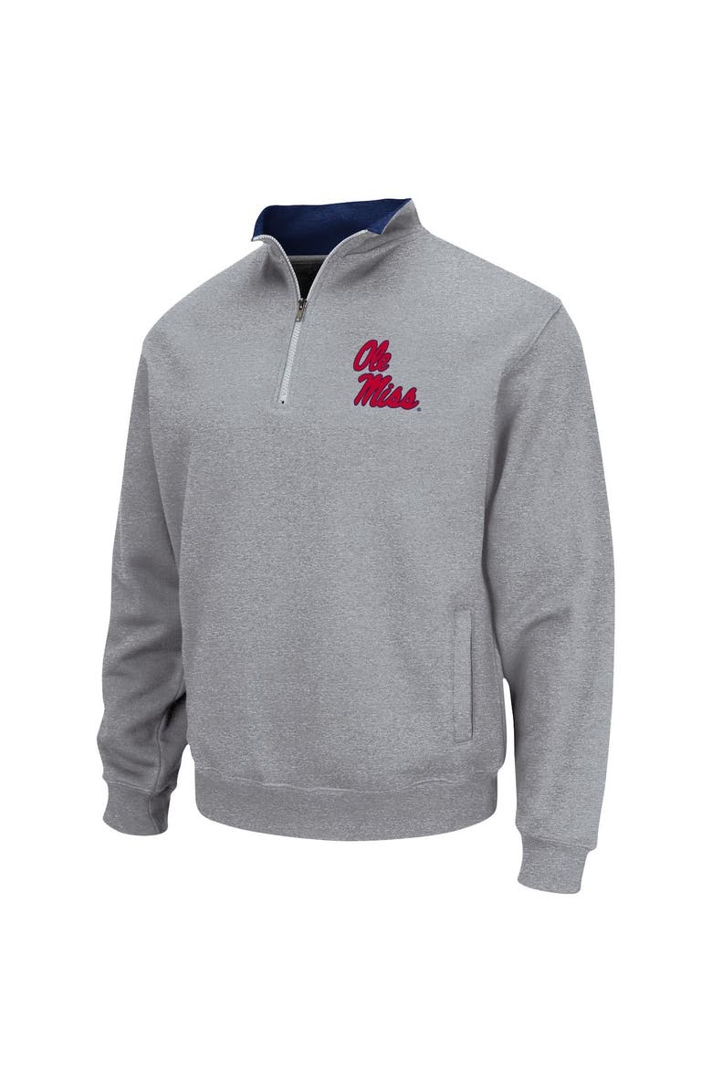 COLOSSEUM Men's Colosseum Heathered Gray Ole Miss Rebels Tortugas Team Logo Quarter-Zip Jacket, Alternate, color, Heather Gray