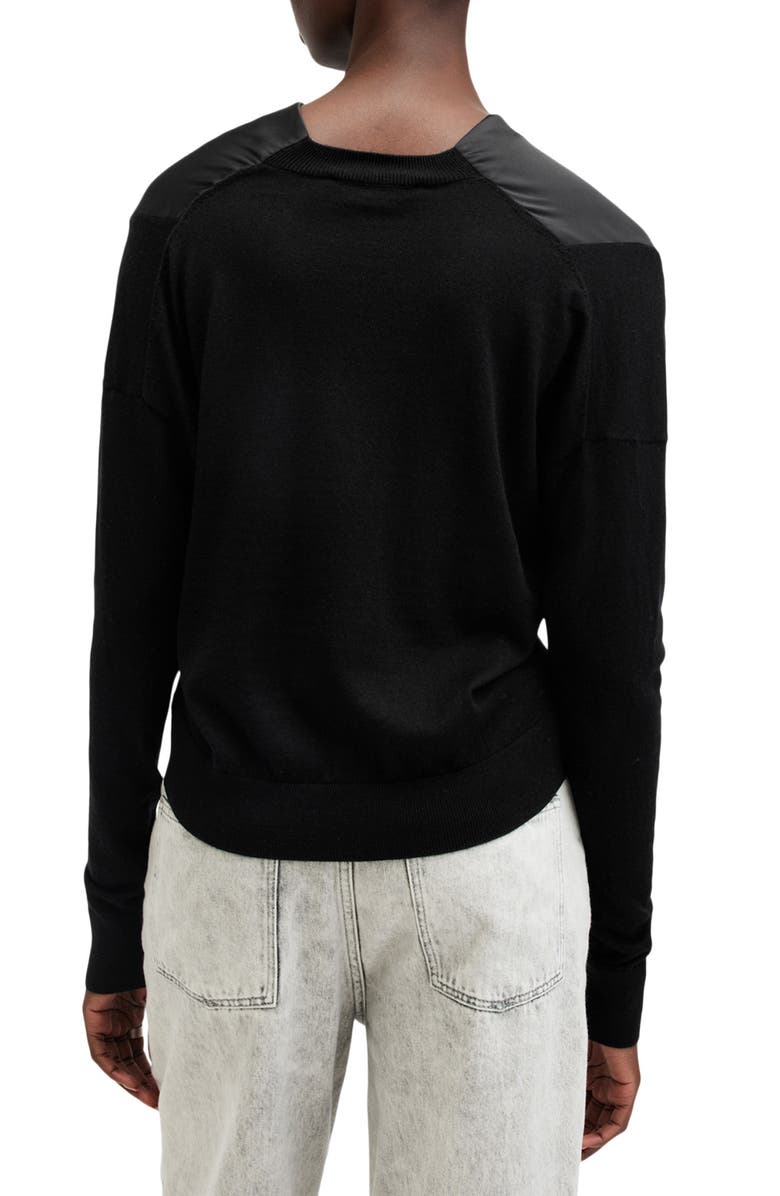 AllSaints Myra Cowl Neck Mixed Media Wool Sweater, Alternate, color,
