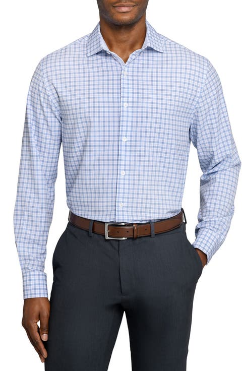 Slim Fit Blue Check Performance Dress Shirt (Regular & Big)
