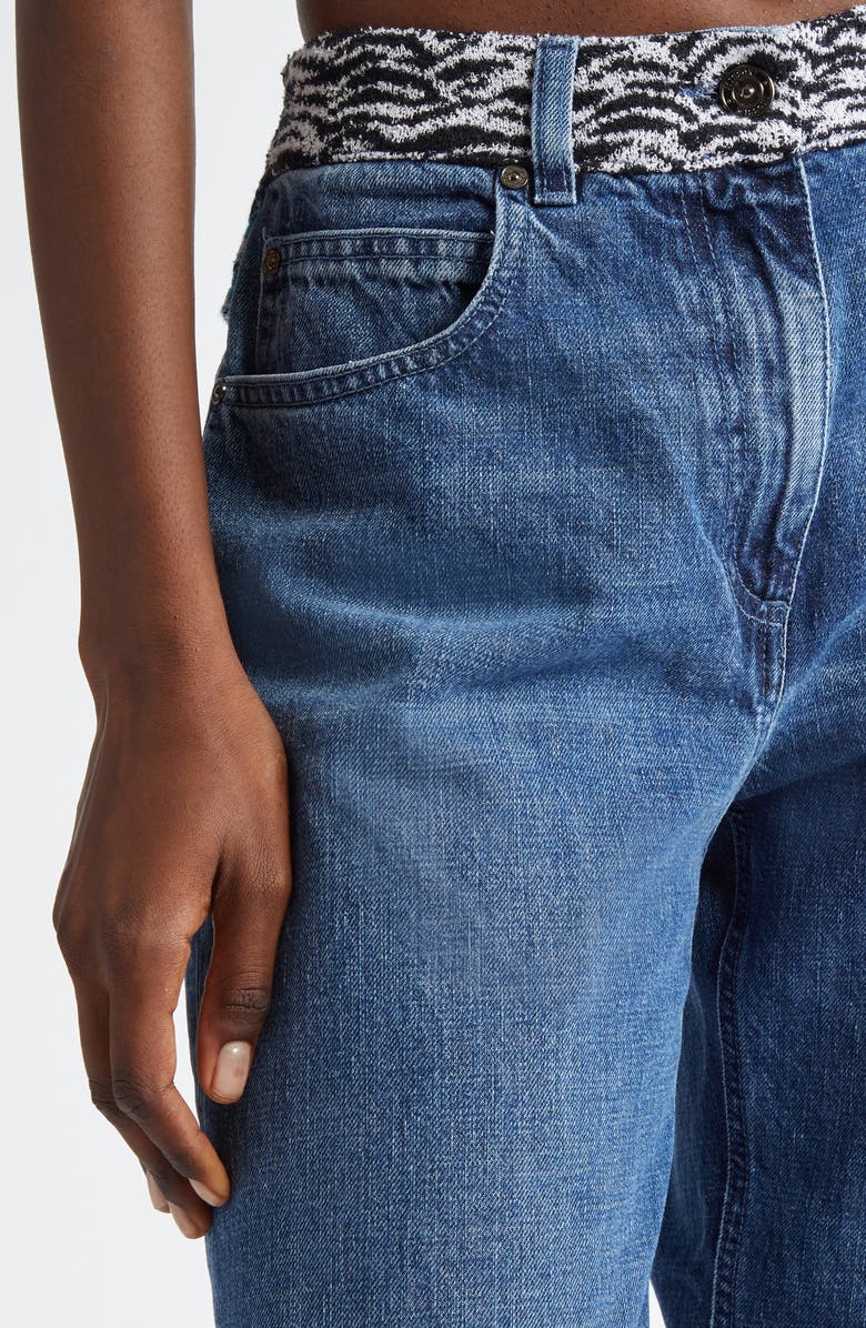 Missoni Knit Waistband Wide Leg Jeans, Alternate, color, 