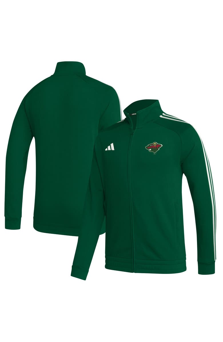 adidas Men's adidas  Green Minnesota Wild Raglan Full-Zip Track Jacket, Main, color, 