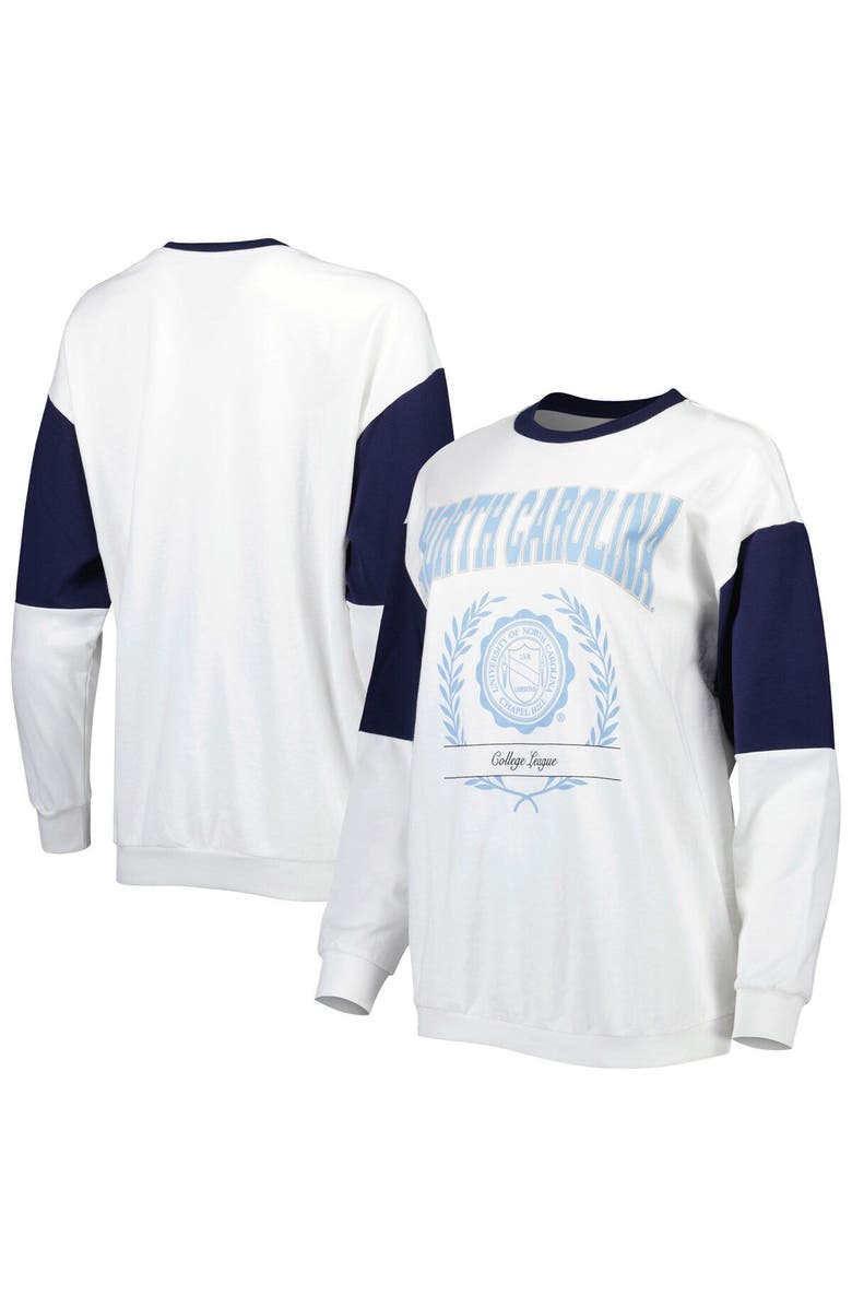 GAMEDAY COUTURE Women's Gameday Couture White North Carolina Tar Heels It's A Vibe Dolman Pullover Sweatshirt, Main, color,