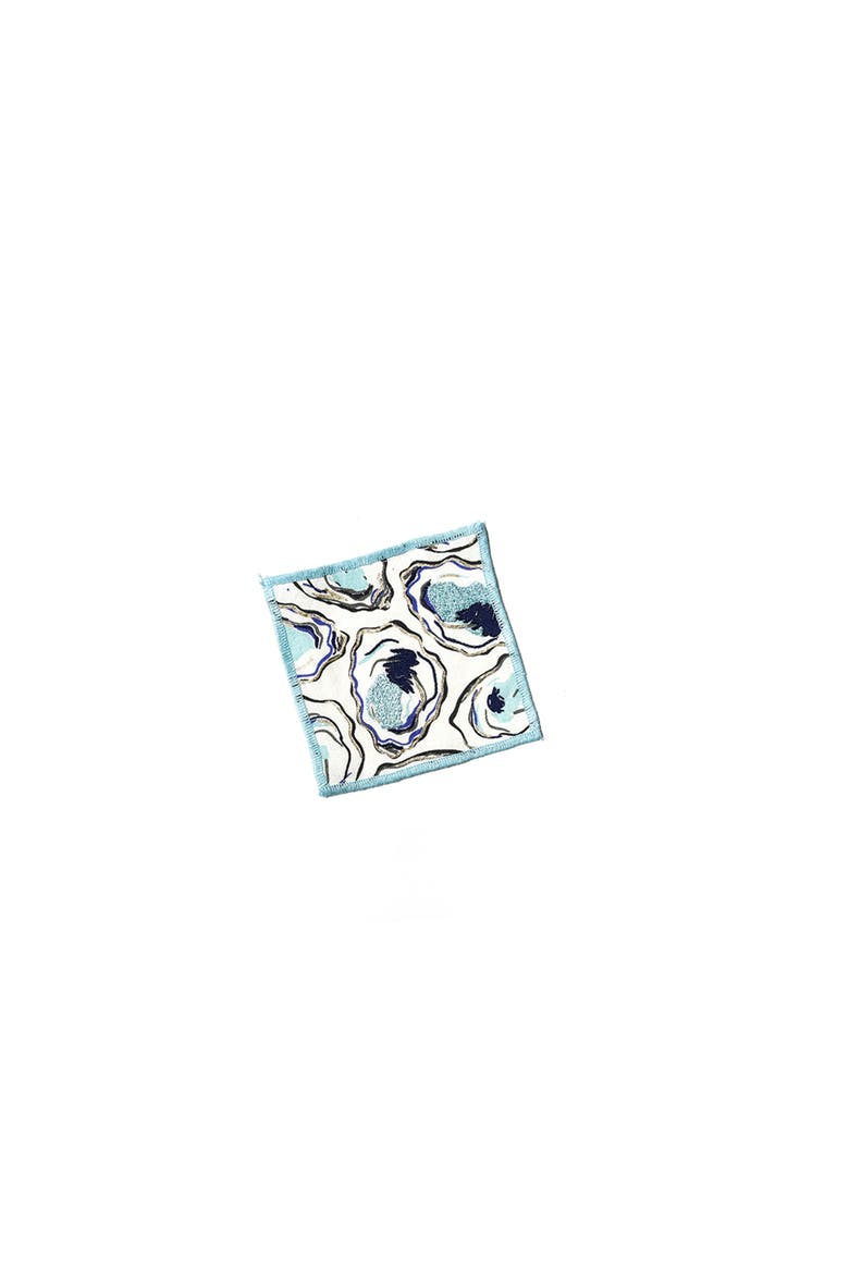 Oyster Print Cocktail Napkins Set of 4, Alternate, color, Blue