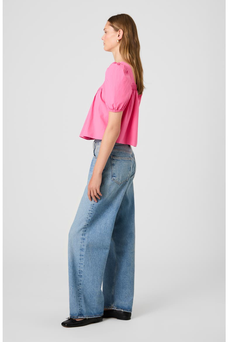 Cambria Cotton Puff Sleeve Top, Alternate, color, GUAVA PINK