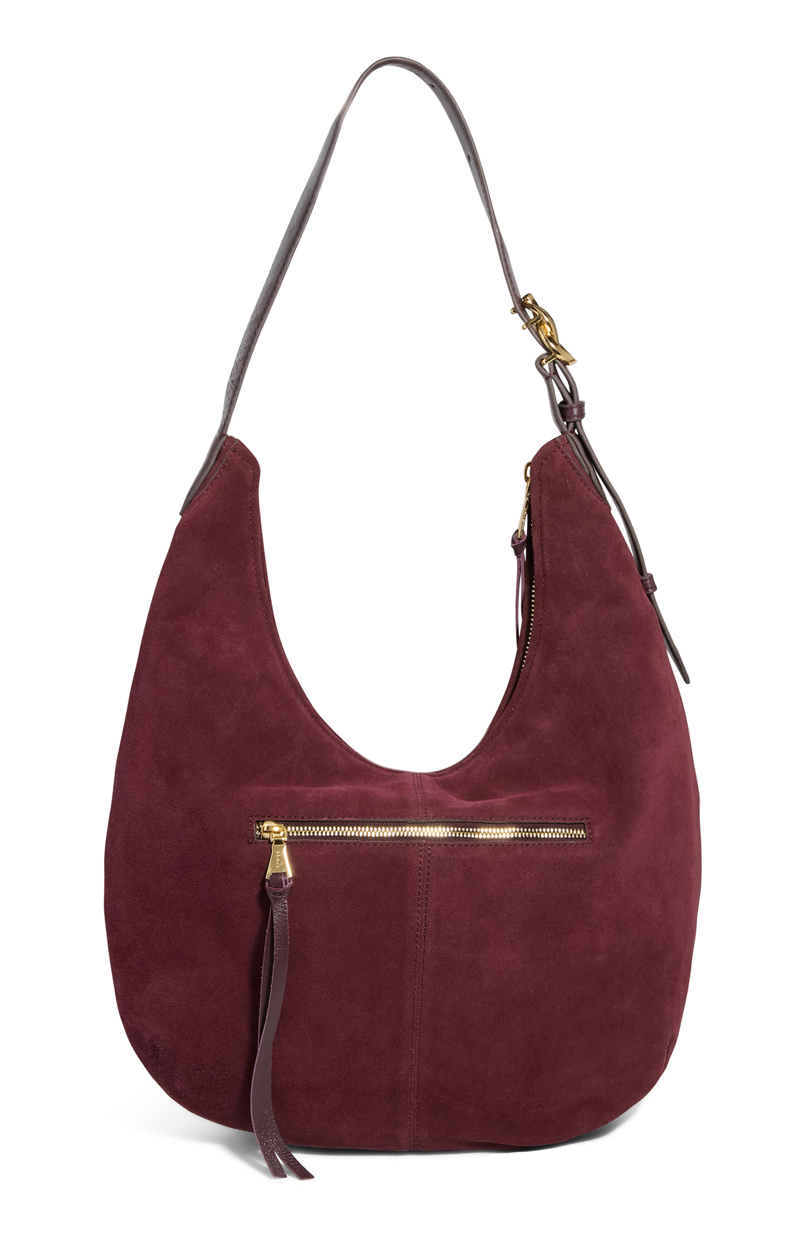 Large Unity Suede Hobo Bag, Alternate, color, CHERRY SUEDE