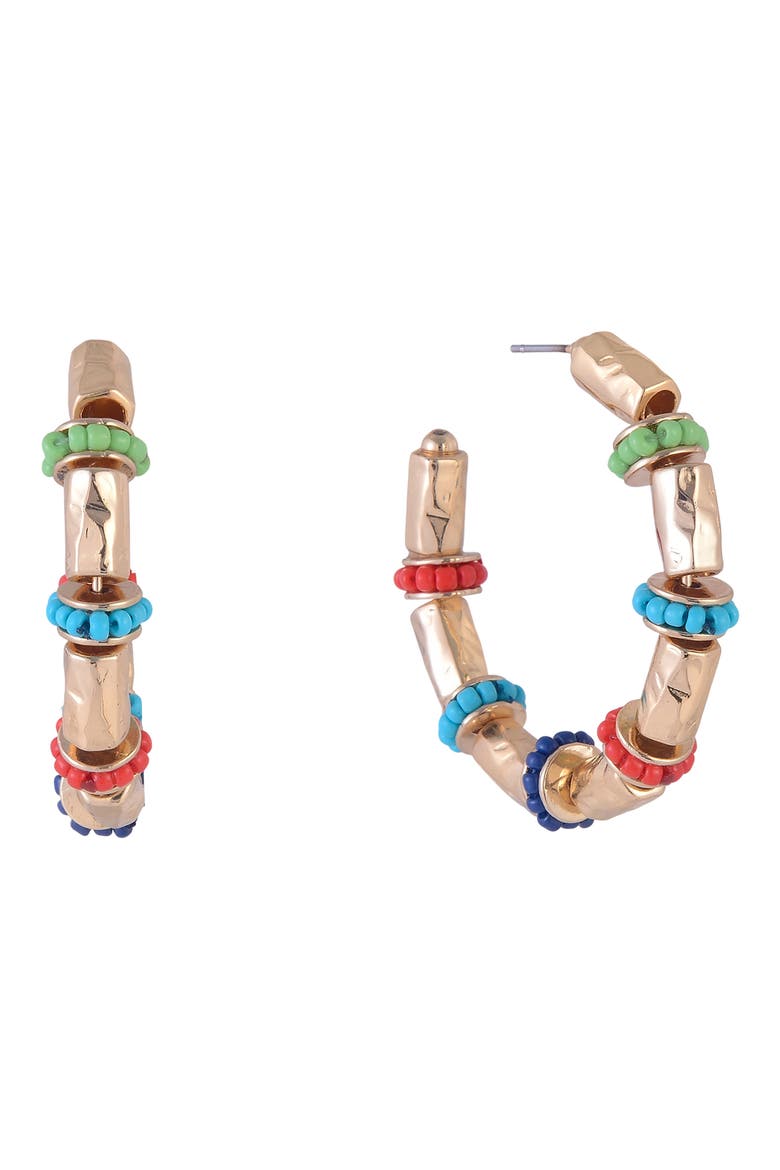 Beaded Hoop Earrings, Alternate, color, GOLD MULTI
