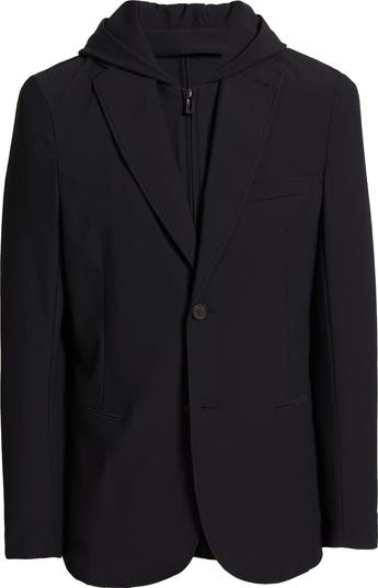 ジャケットその他 Giorgio Armani Black Stretch Nylon Blazer Emporio Armani Stretch Nylon Blazer with Removable Hooded