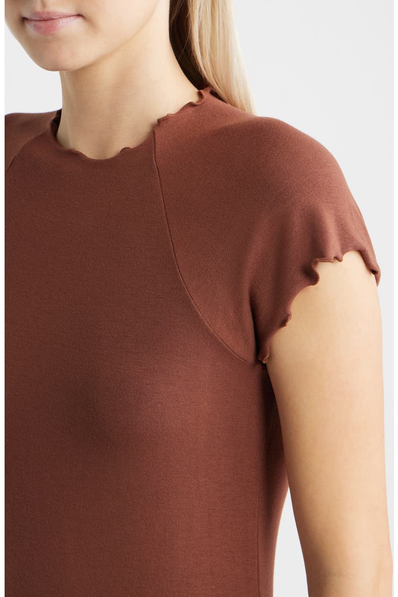 Lettuce Edge Layered Top, Alternate, color, BROWN