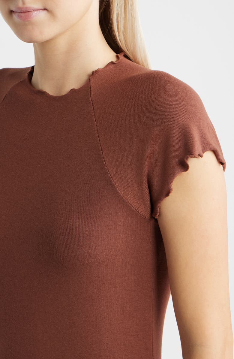 MANGO Lettuce Edge Layered Top, Alternate, color, Brown