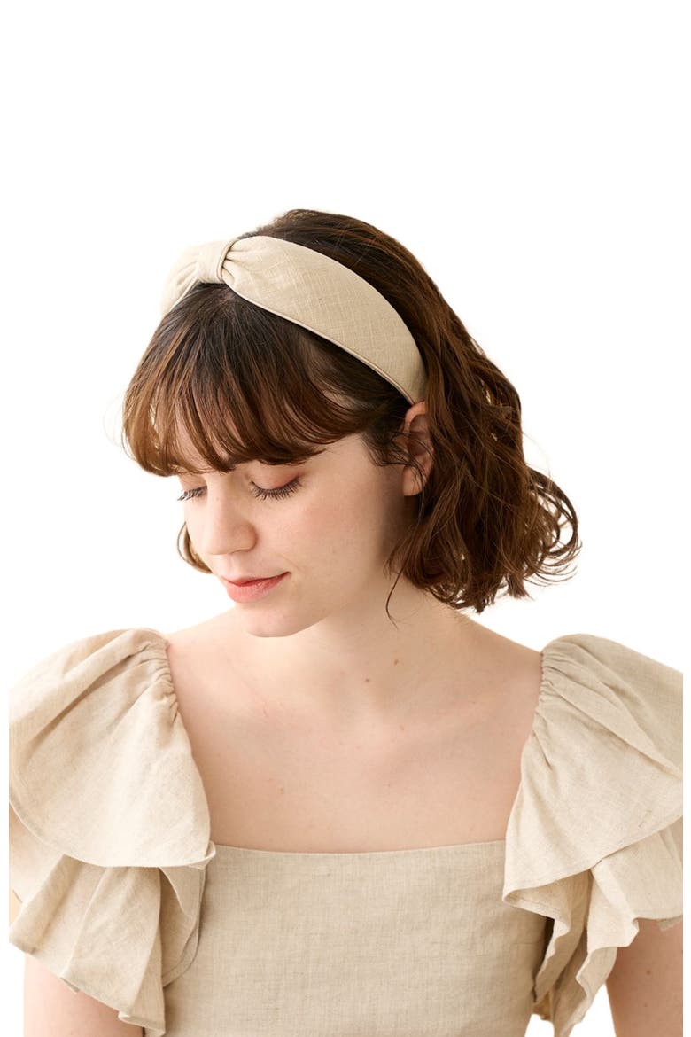 Linen Sahara Headband, Alternate, color, Beige