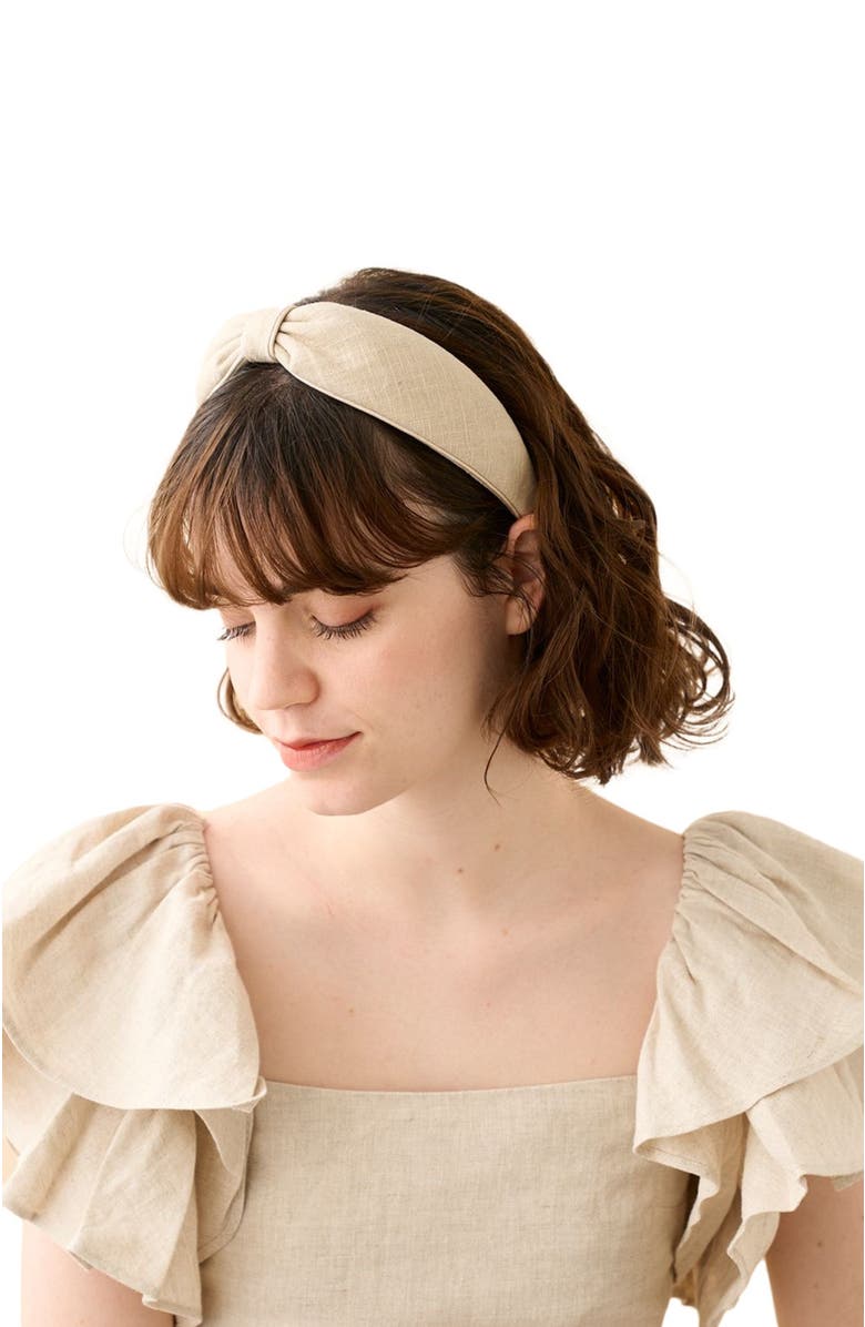 Alexandre de Paris Linen Sahara Headband, Alternate, color, Beige