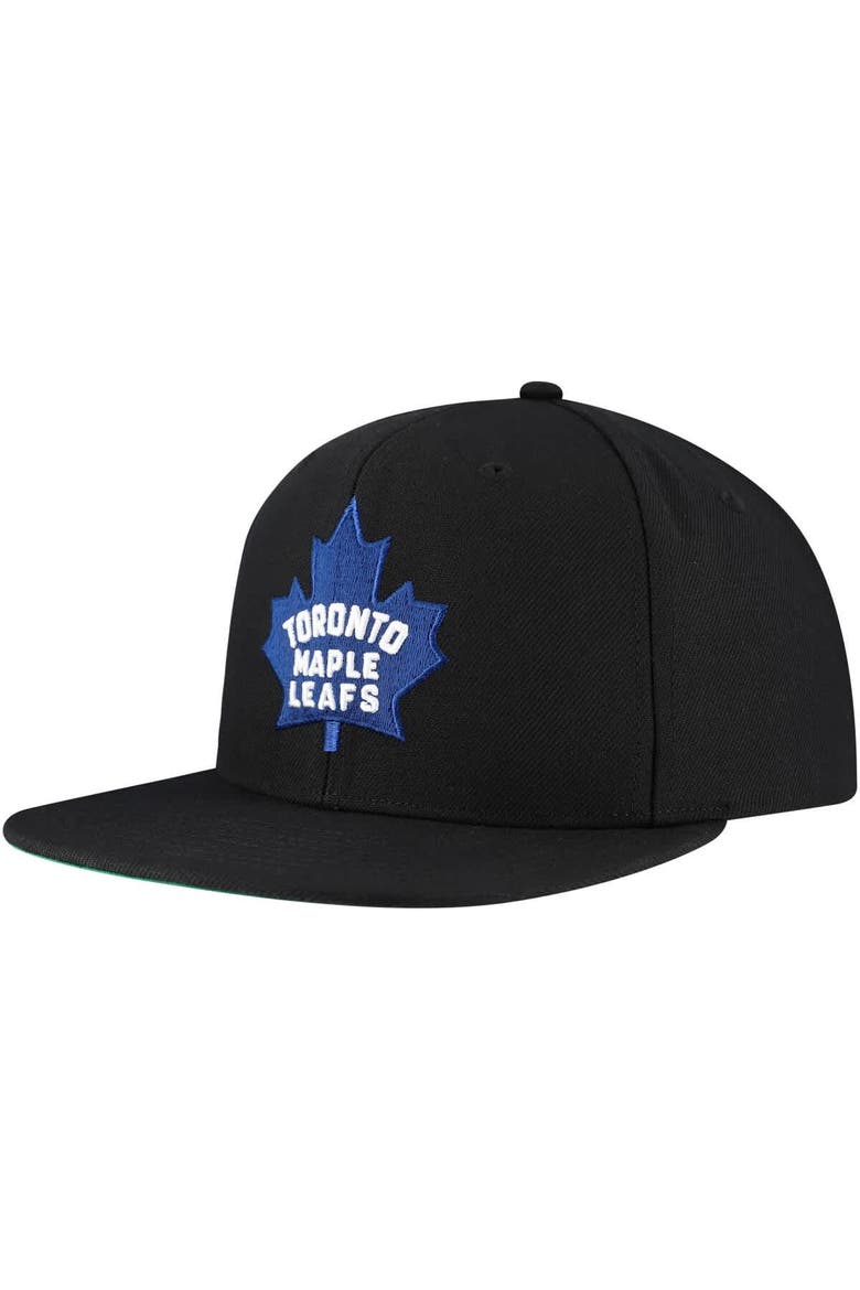Men's Mitchell & Ness Black Toronto Maple Leafs Core Top Spot Snapback Hat, Alternate, color, Black