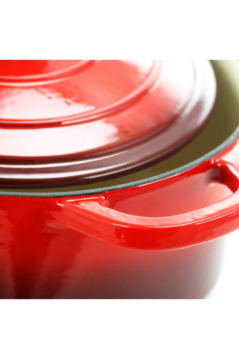 3 Quart Enameled Cast Iron Casserole with Lid, Alternate, color, Red