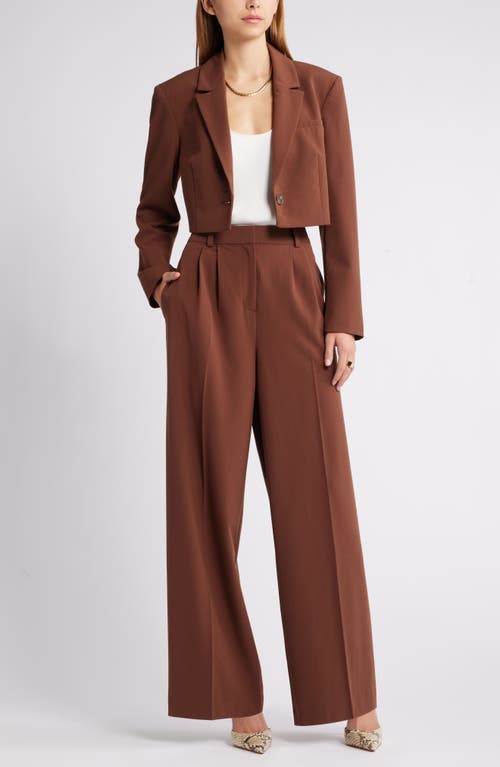 Open Edit Crop Blazer In Brown Soil