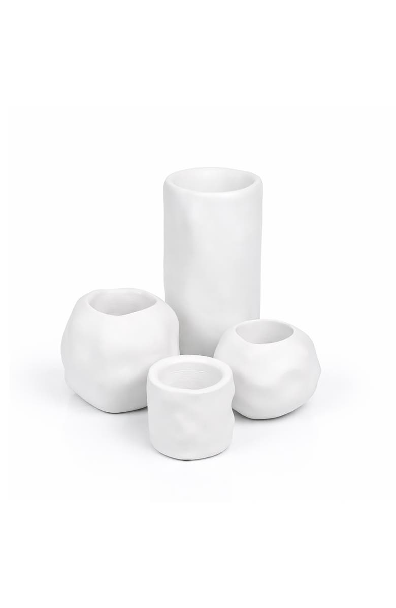 JONATHAN Y Linden Modern Minimalist Handmade Concrete Organic Sculptural Cylinder and Round Planter Set with Drainage Holes, Main, color, White