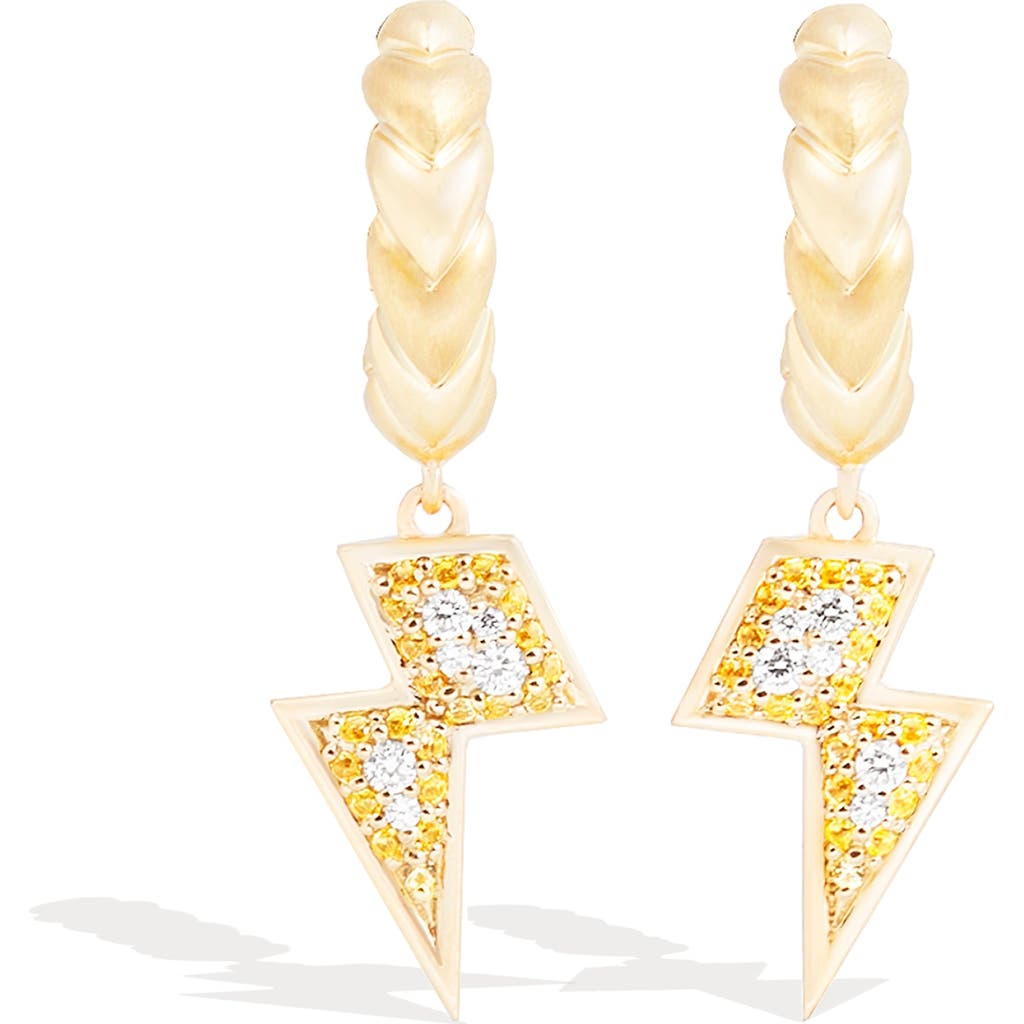 Campbell + Charlotte Juju Lightning Bolt Charm Huggie In Neutral