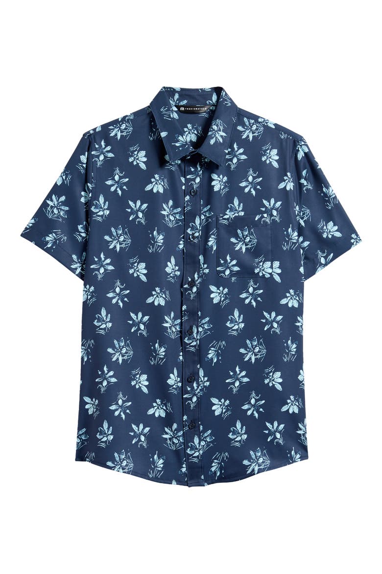Seamate Floral Short Sleeve Button-Up Shirt, Alternate, color, TOTAL ECLIPSE/ CORY BLUE