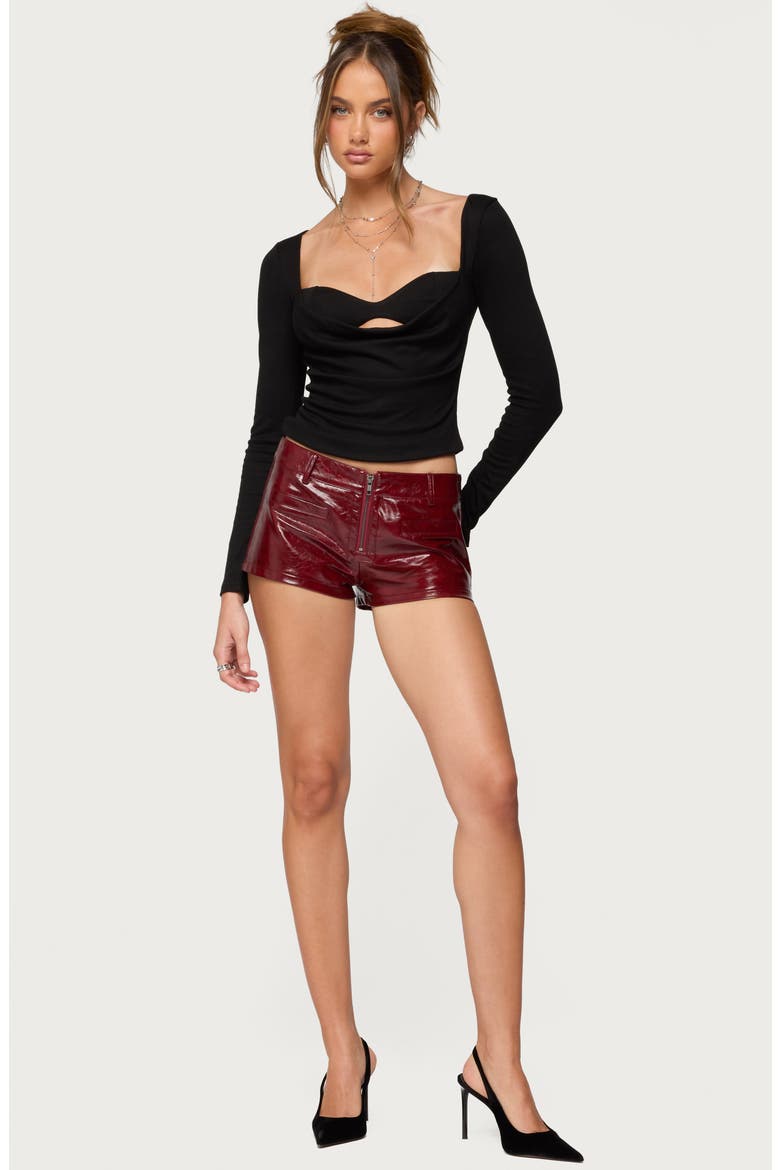 Oaklyn Layered Long Sleeve Crop Top, Alternate, color, BLACK
