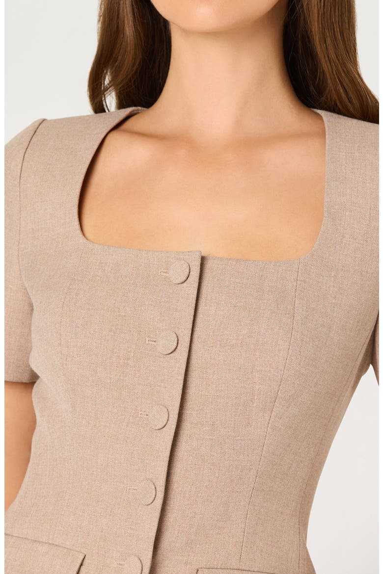 Square Neck Short Sleeve Jacket, Alternate, color, TAUPE