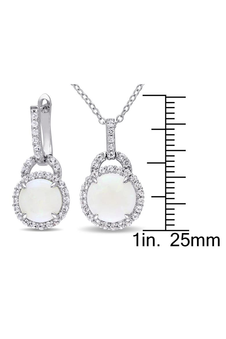 Opal & White Topaz Pendant Necklace & Drop Earrings Set, Alternate, color, WHITE