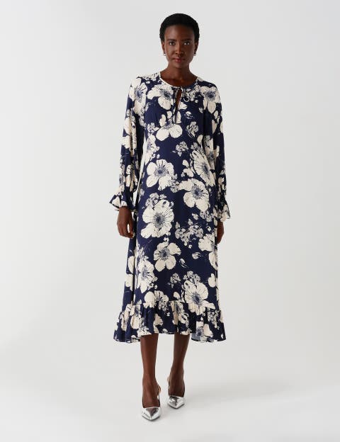 Georgie Tie Neck Crepe Midi Dress