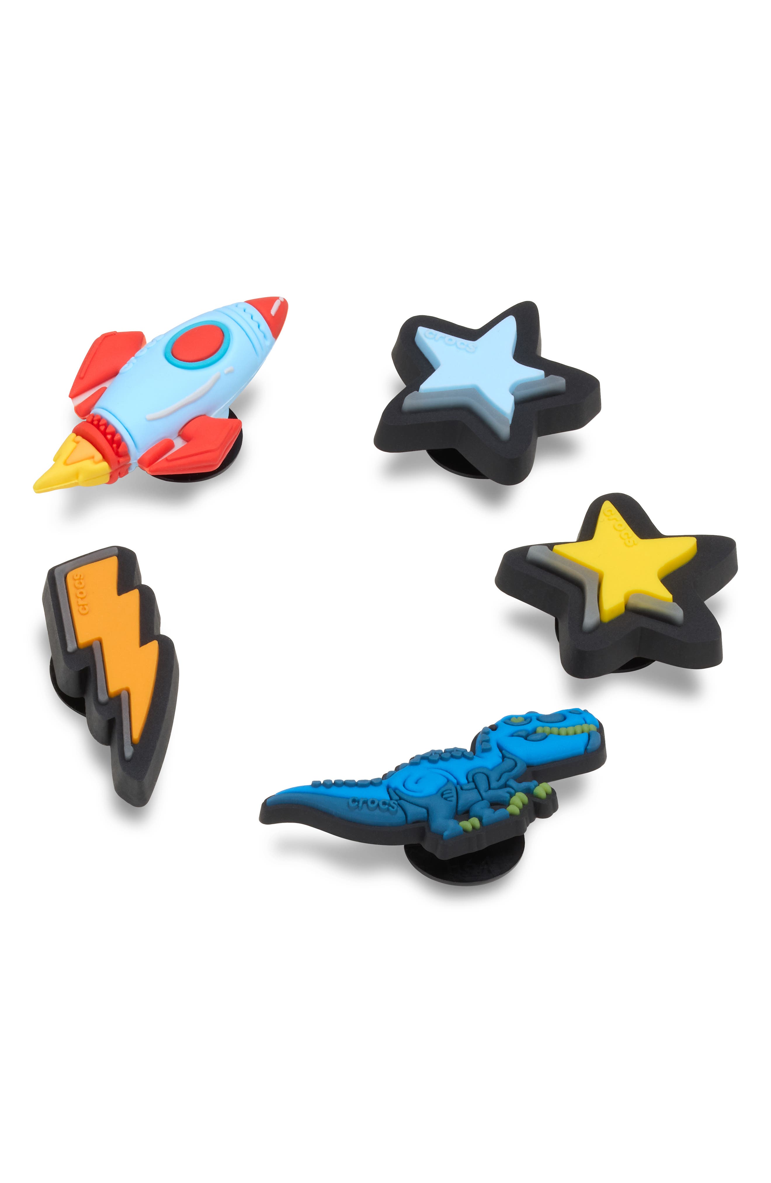 Assorted 5-Pack Rex & Rockets Jibbitz™ Shoe Charms, Main, color, WHITE