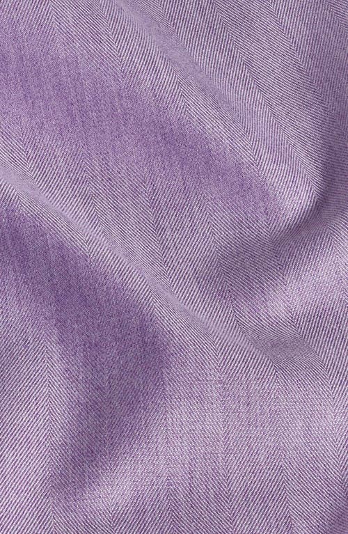David Donahue Spread Collar Herringbone Sport Shirt In Lilac